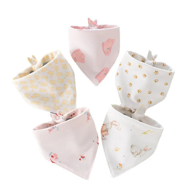 Soft & Stylish 5-Piece Baby Triangle Cotton Bib Set