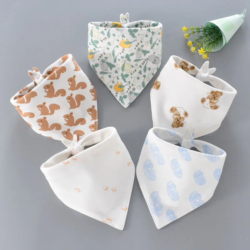 Soft & Stylish 5-Piece Baby Triangle Cotton Bib Set